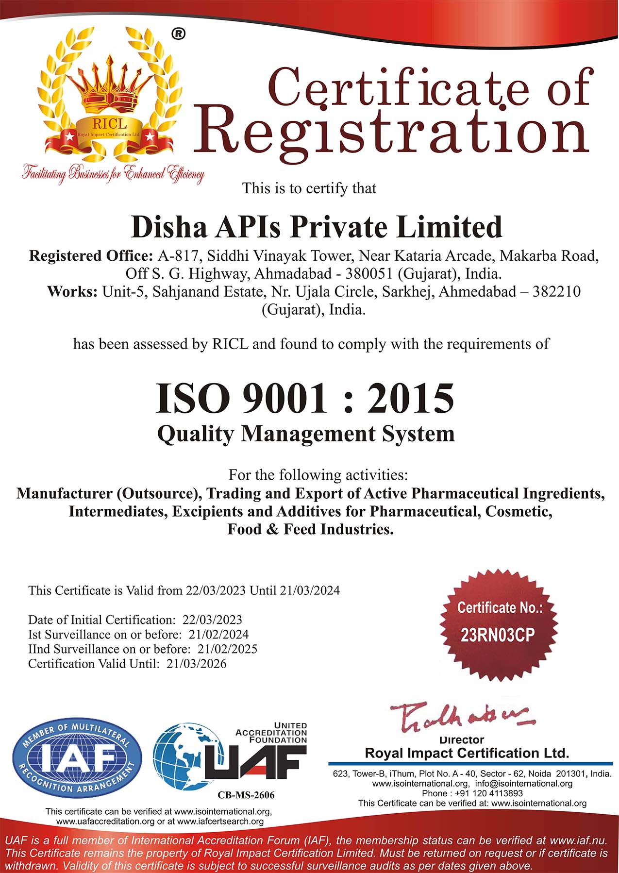 ISO Certificate